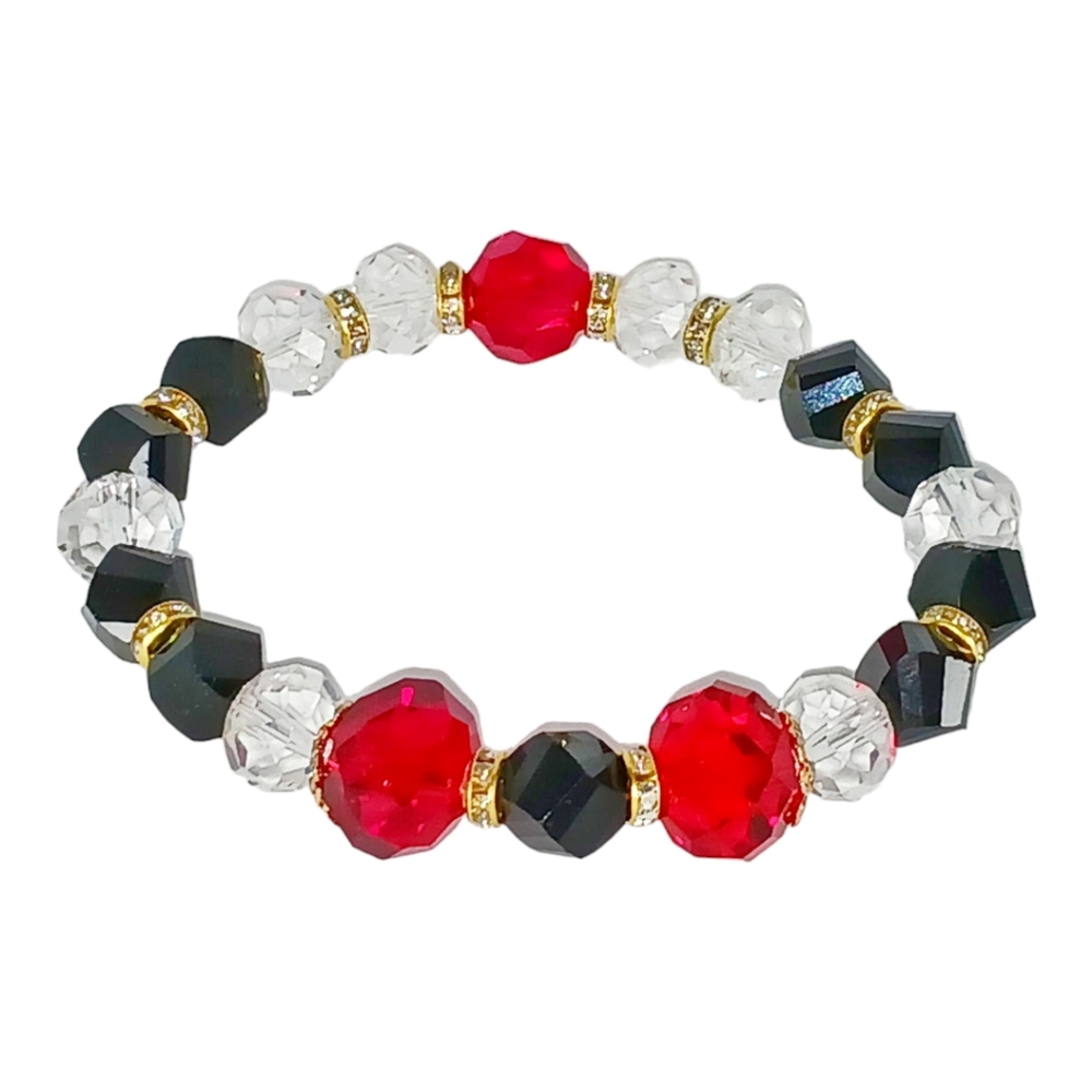 Sparkling Red Black Gold Chunky Slip On Bracelet Whimsygoth Vampire Goth Bling